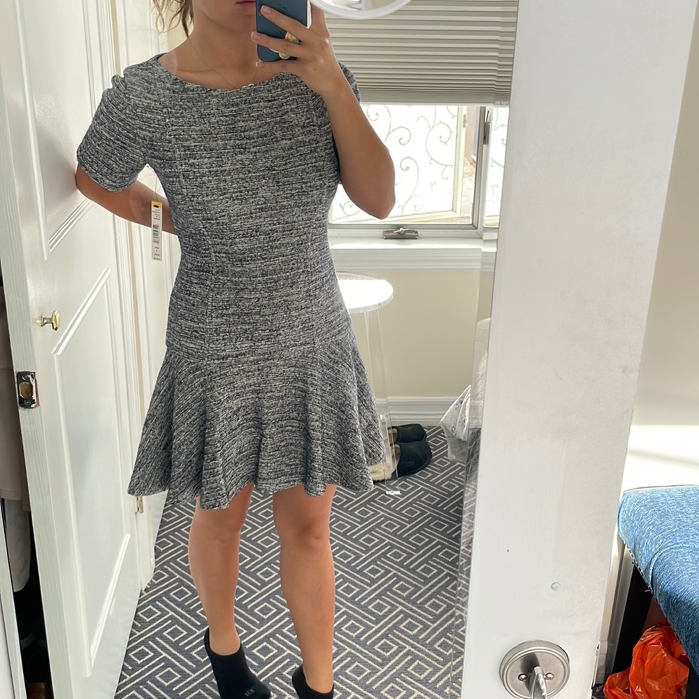 NWT Alice and Olivia white and navy dress